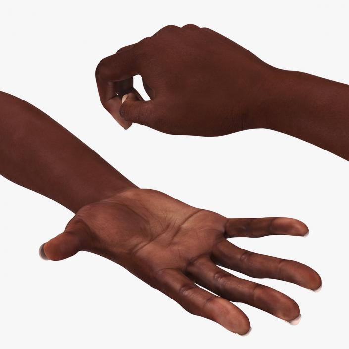 3D African Female Hand Short Nails Rigged model