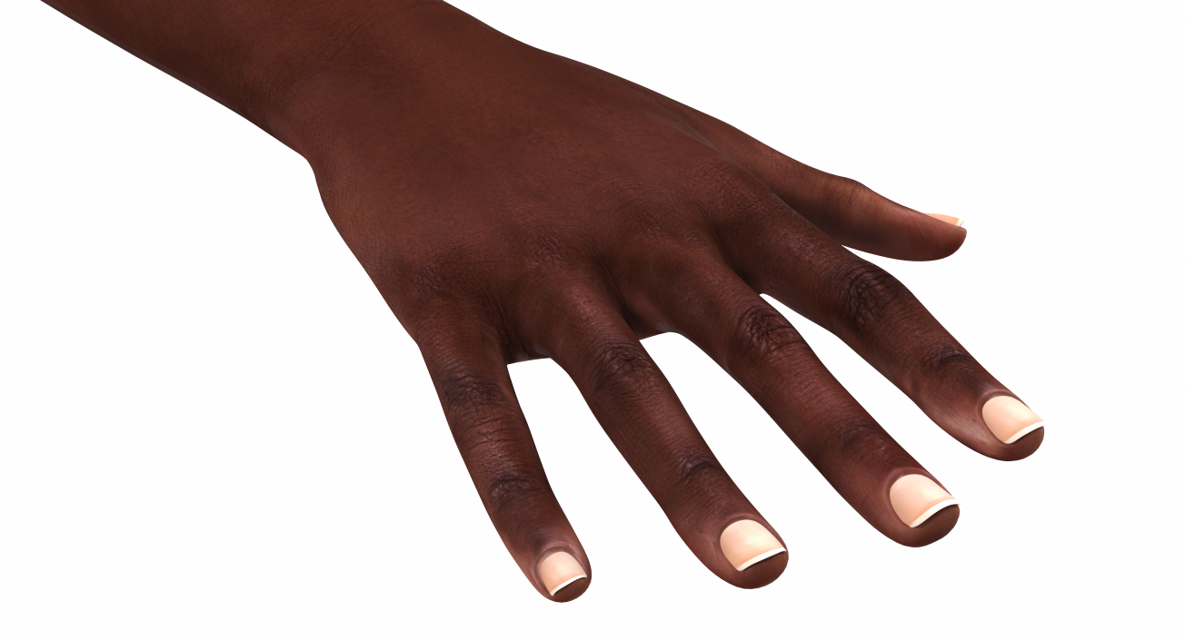 3D African Female Hand Short Nails Rigged model