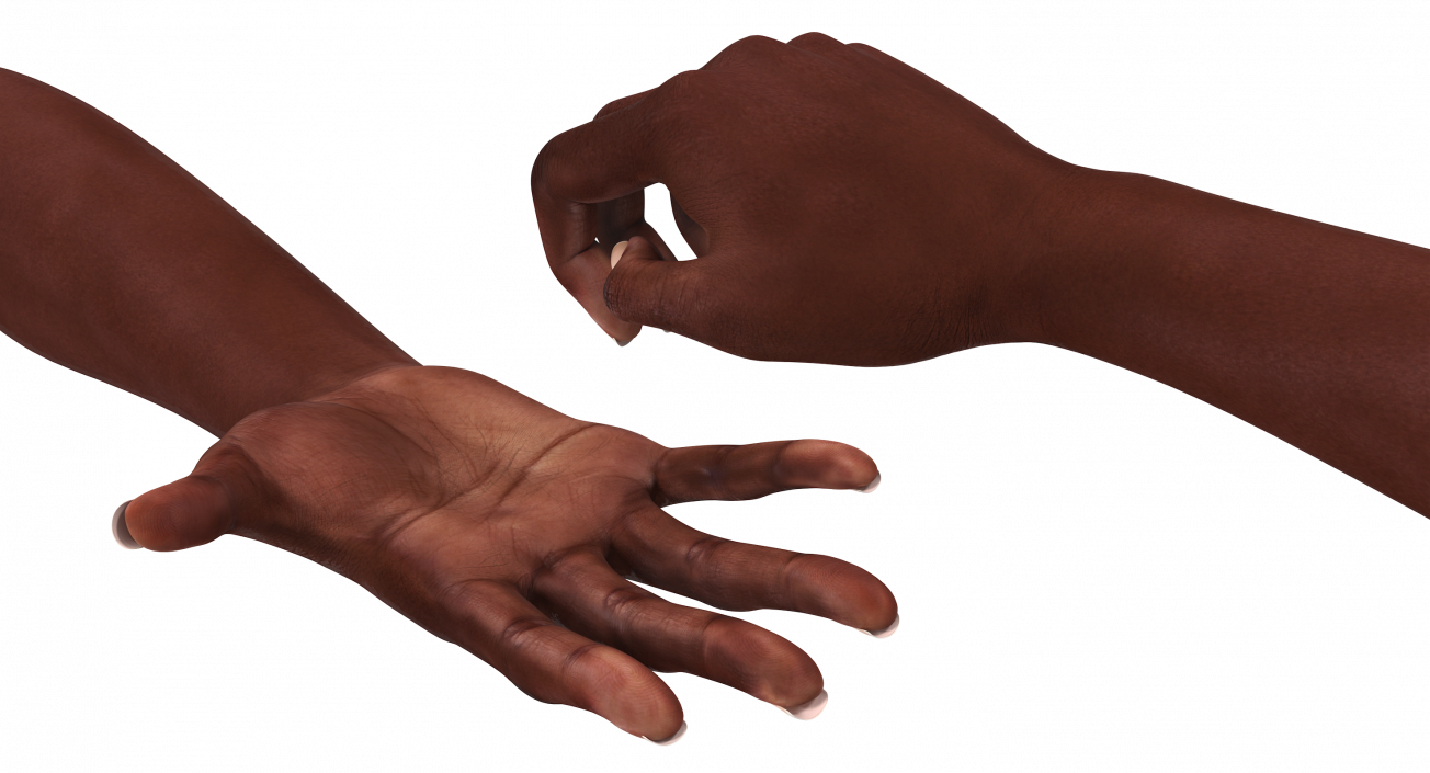 3D African Female Hand Short Nails Rigged model