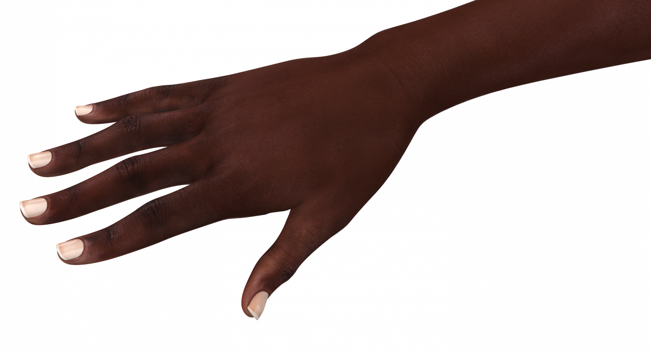 3D African Female Hand Short Nails Rigged model