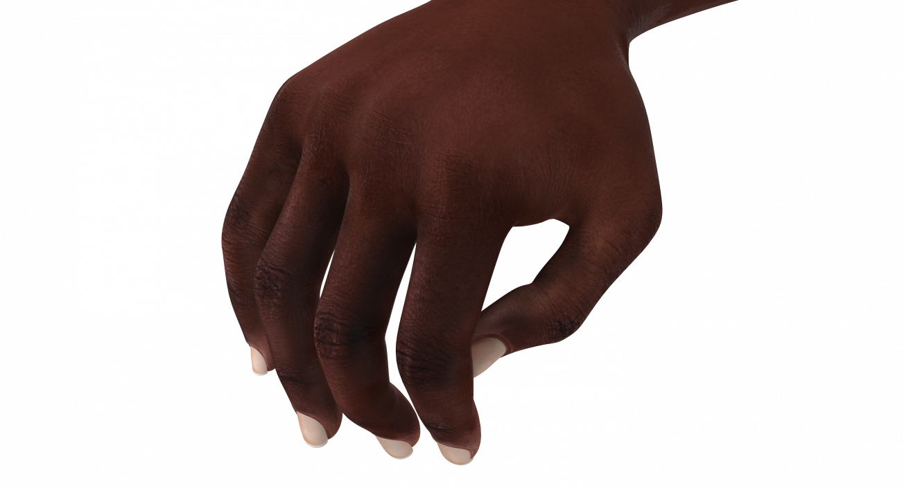 3D African Female Hand Short Nails Rigged model