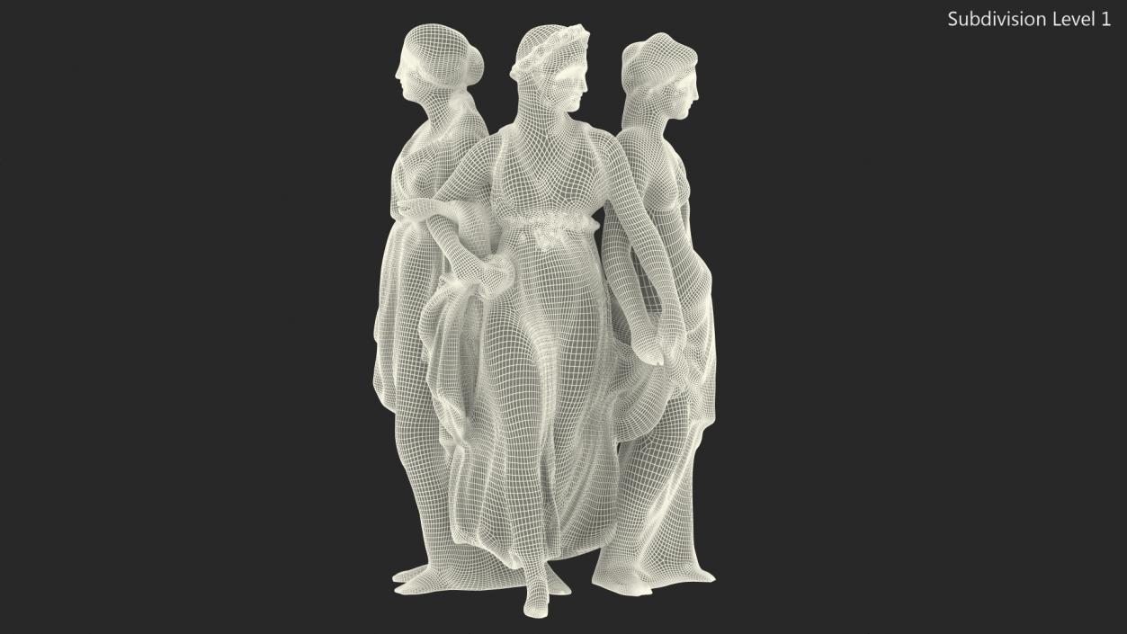 Three Nymphs Statue 3D model