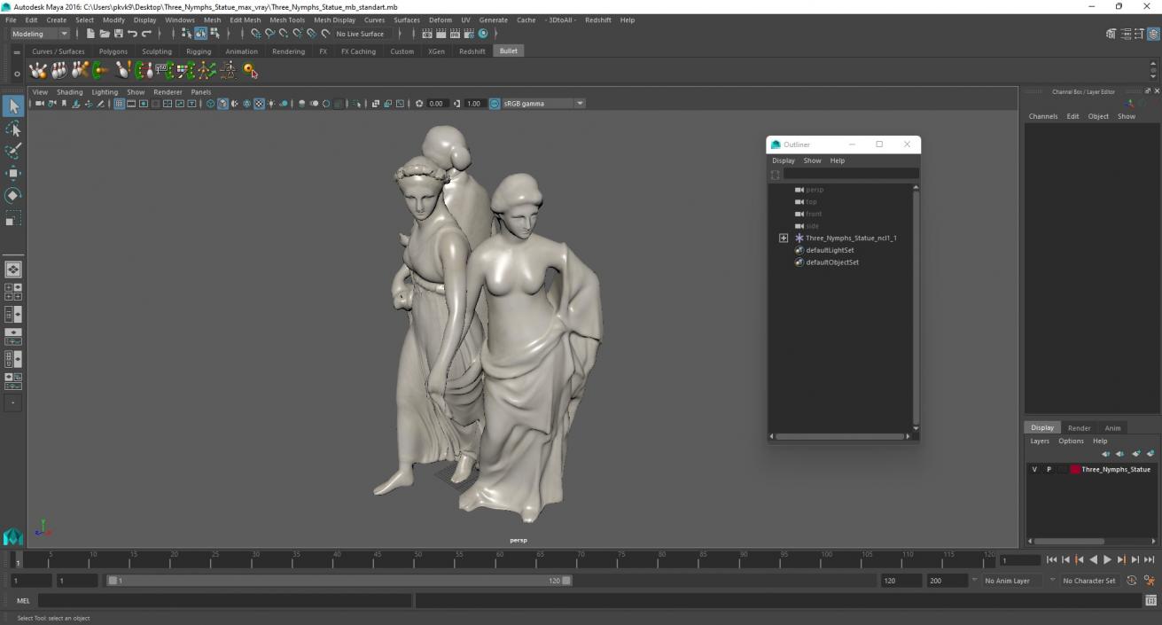 Three Nymphs Statue 3D model