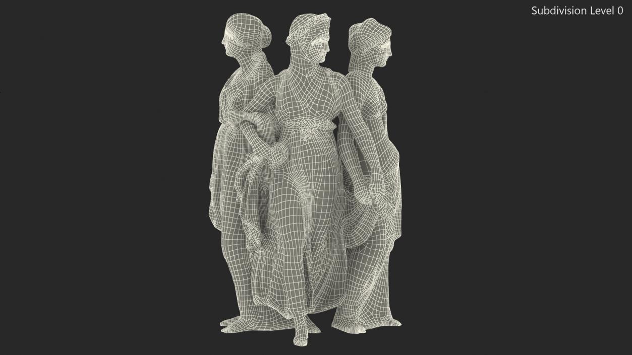 Three Nymphs Statue 3D model