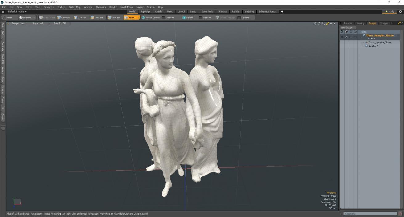 Three Nymphs Statue 3D model