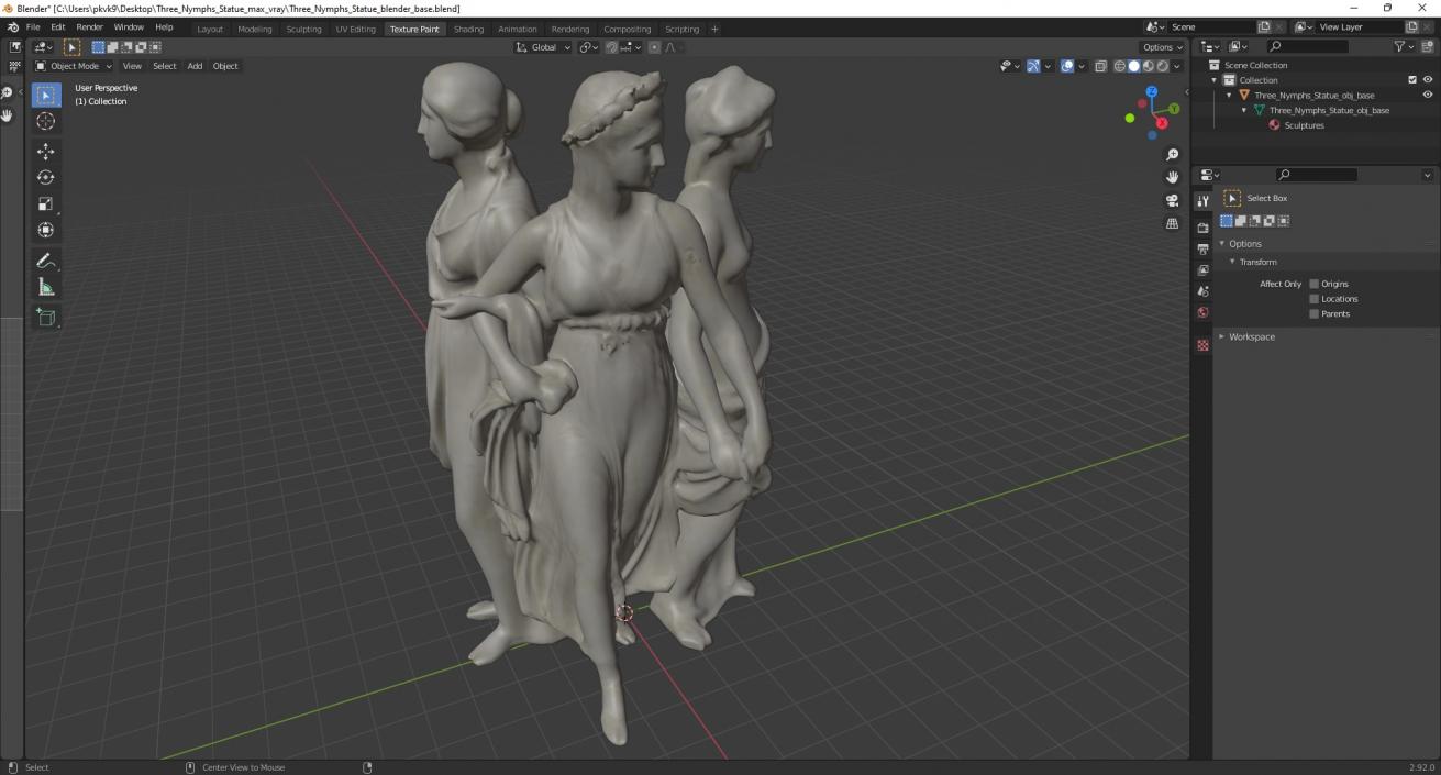 Three Nymphs Statue 3D model