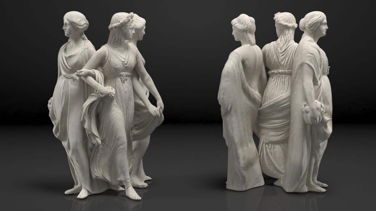 Three Nymphs Statue 3D model