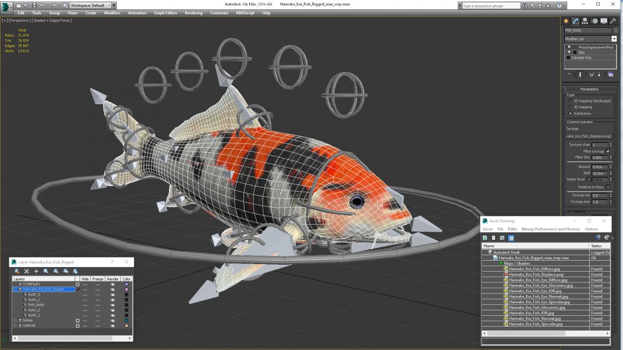 3D Harivake Koi Fish Rigged for Cinema 4D model