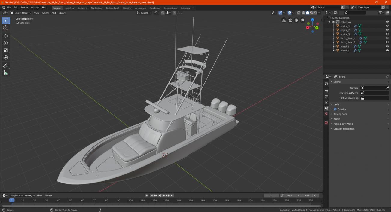 3D Sport Fishing Boat Generic