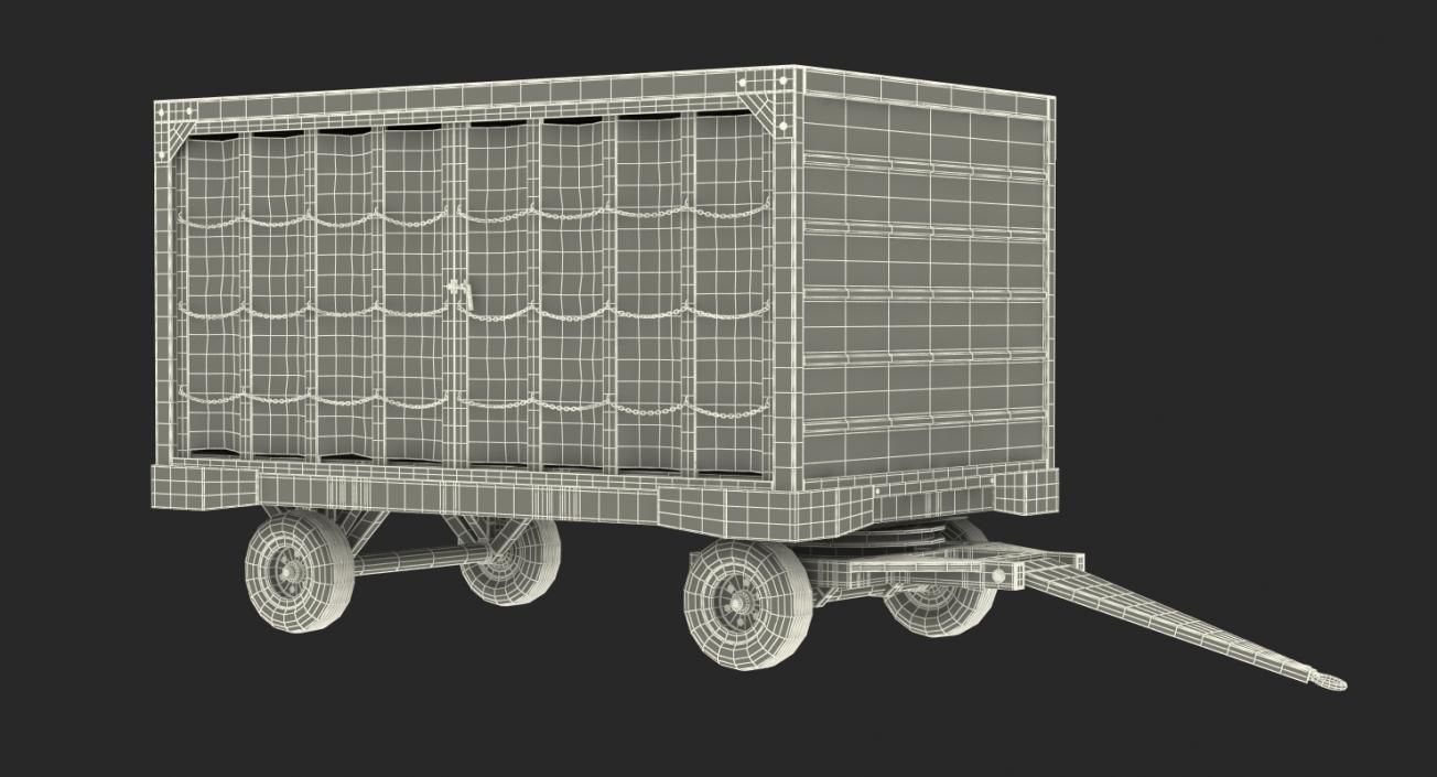 3D model Airport Closed Baggage Trailer