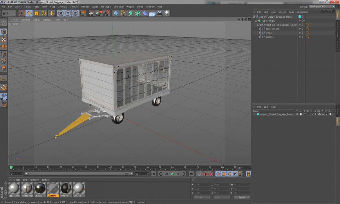 3D model Airport Closed Baggage Trailer