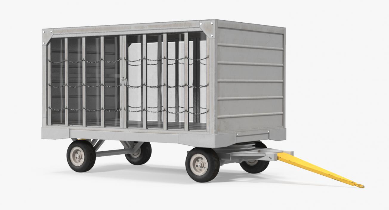 3D model Airport Closed Baggage Trailer