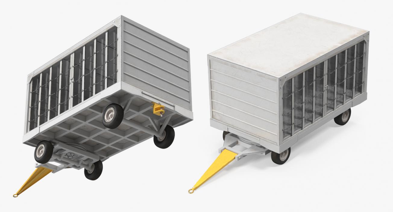 3D model Airport Closed Baggage Trailer