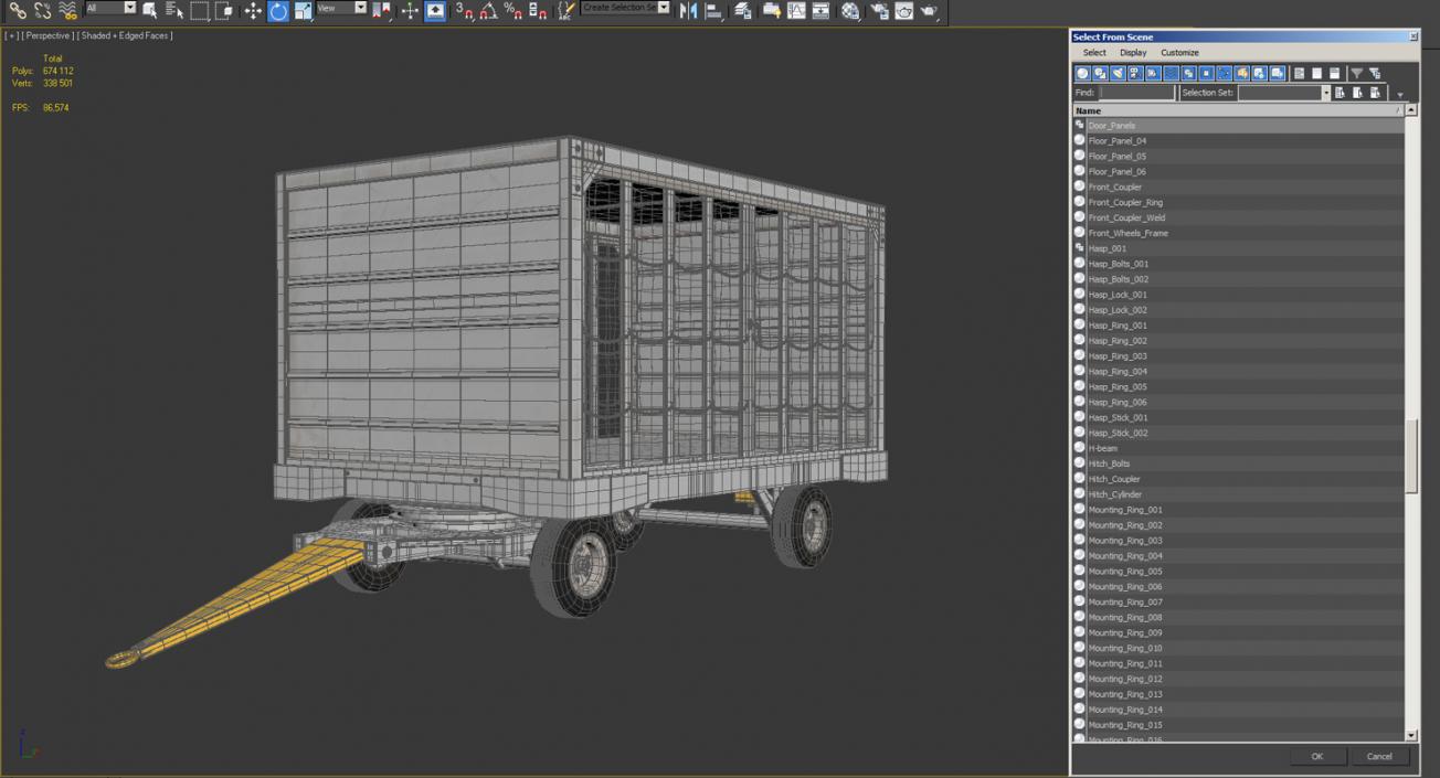 3D model Airport Closed Baggage Trailer