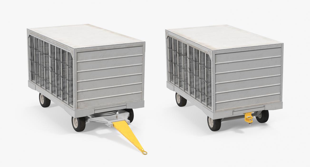 3D model Airport Closed Baggage Trailer