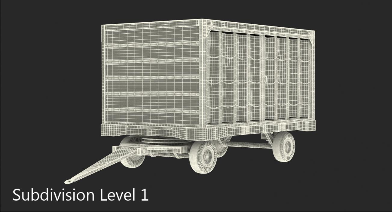 3D model Airport Closed Baggage Trailer