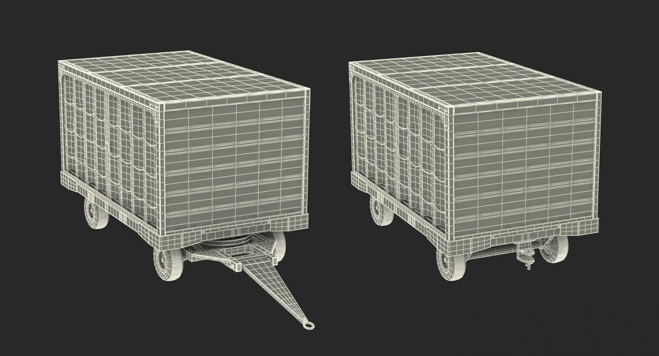 3D model Airport Closed Baggage Trailer