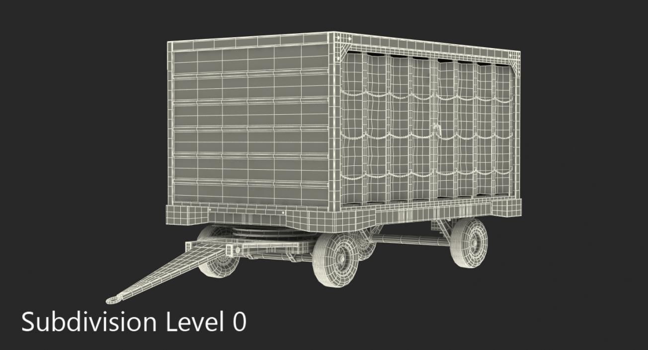 3D model Airport Closed Baggage Trailer