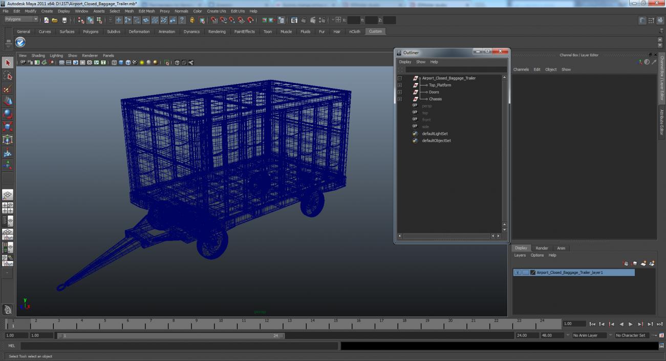 3D model Airport Closed Baggage Trailer