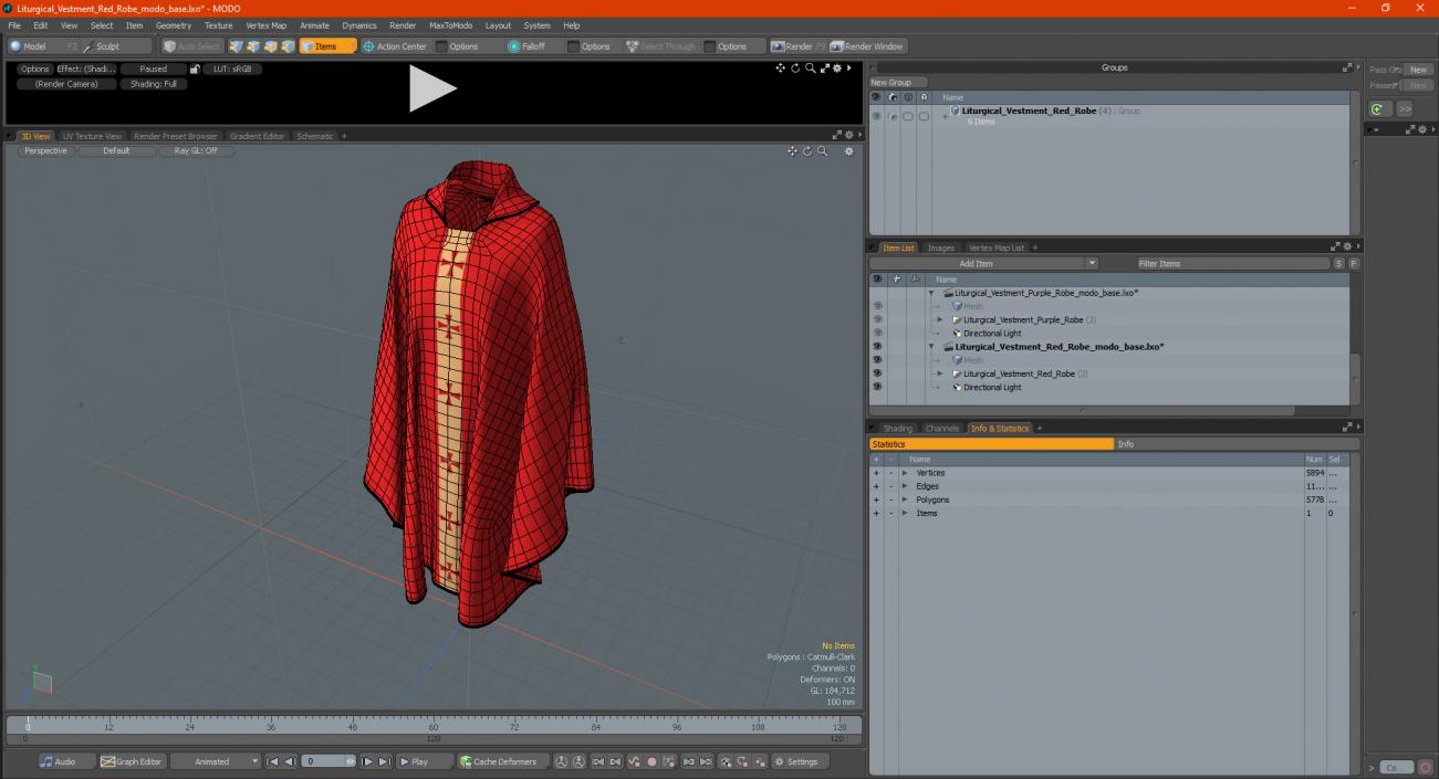 3D Liturgical Vestment Red Robe model