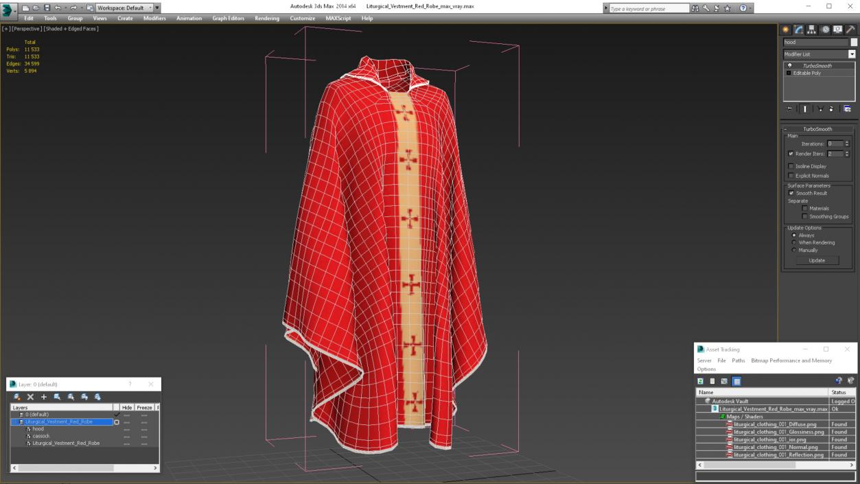 3D Liturgical Vestment Red Robe model