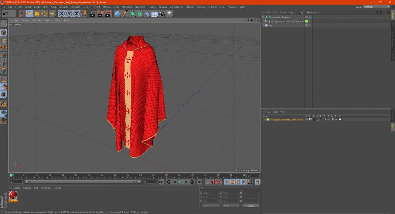 3D Liturgical Vestment Red Robe model