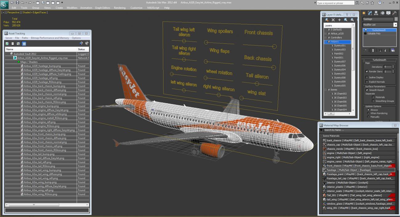 Airbus A320 EasyJet Airline Rigged 3D model