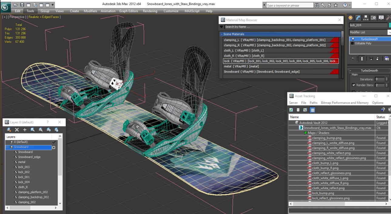 3D model Snowboard Jones with Staxx Bindings