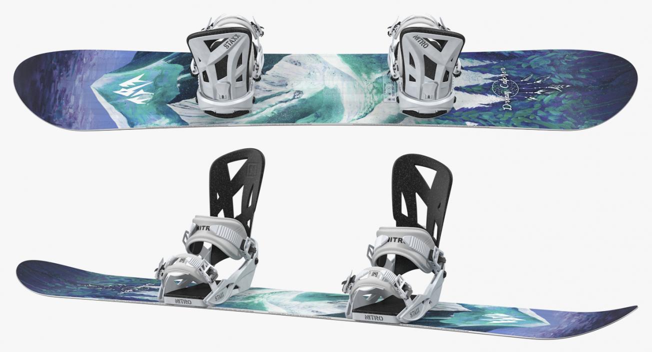 3D model Snowboard Jones with Staxx Bindings