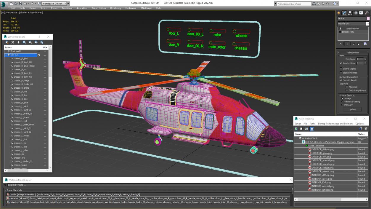 3D Bell 525 Relentless Paramedic Rigged