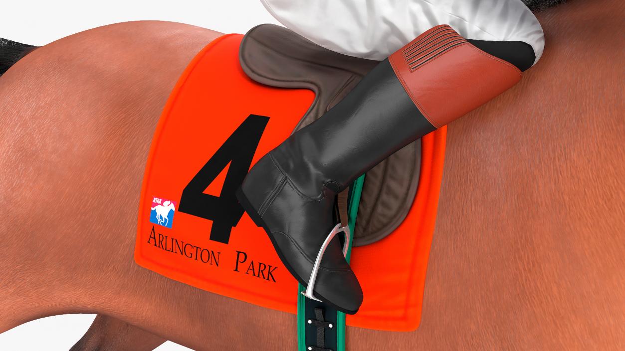 Bay Racing Horse with Jokey Running Fur 3D model