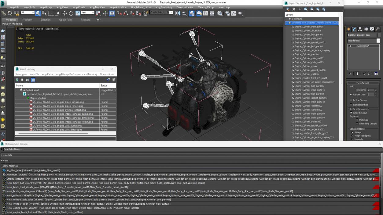 Electronic Fuel Injected Aircraft Engine UL260i 3D