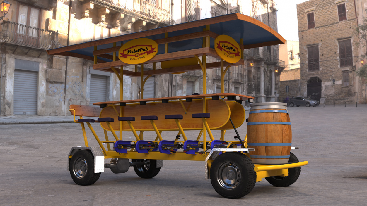 Pedal Pub Party Bike Rigged 3D