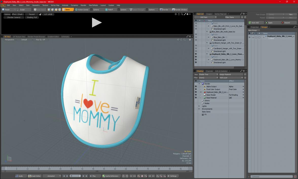 3D model Deployed Baby Bib I Love Mommy