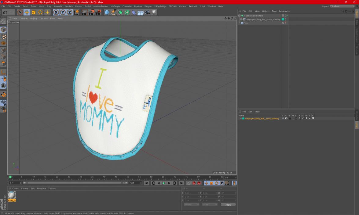 3D model Deployed Baby Bib I Love Mommy