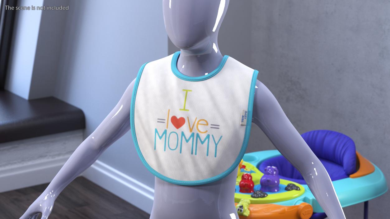 3D model Deployed Baby Bib I Love Mommy