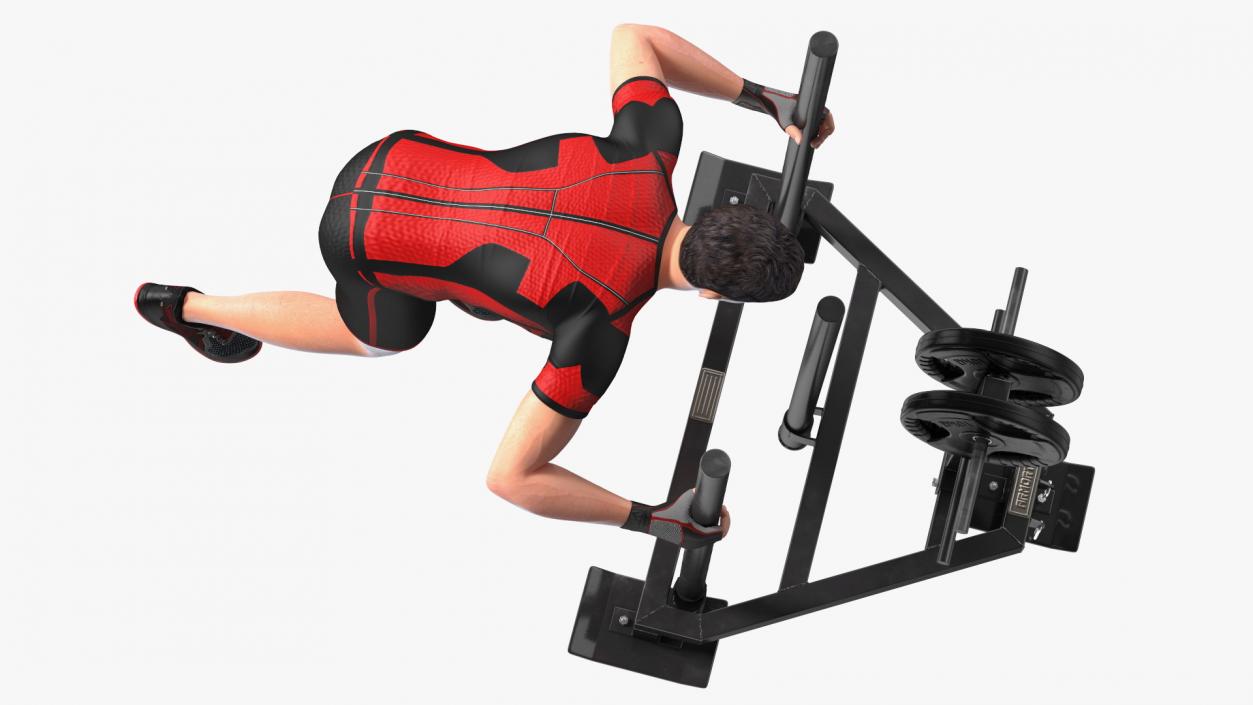 3D model Athlete with Armortech Heavy Duty 3 Post Prowler Sled Rigged