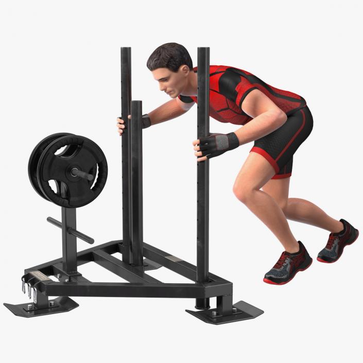 3D model Athlete with Armortech Heavy Duty 3 Post Prowler Sled Rigged