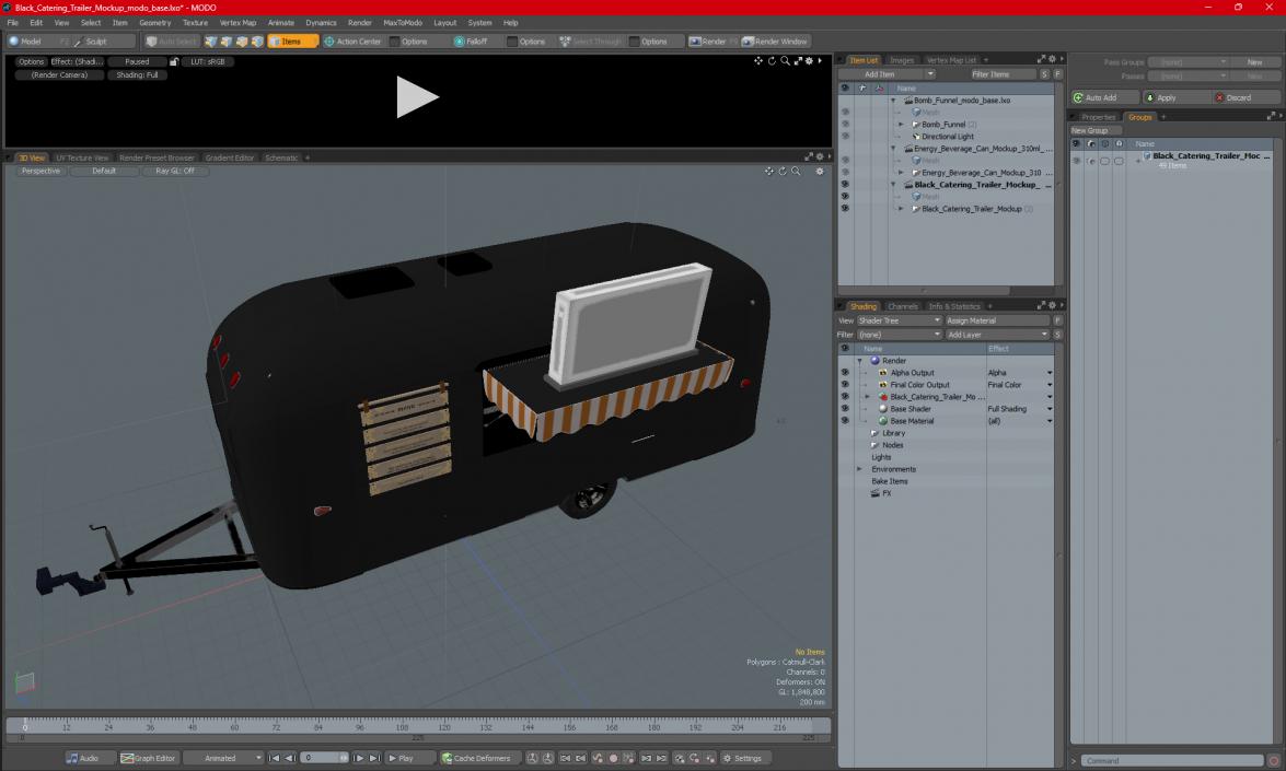 Black Catering Trailer Mockup 3D model