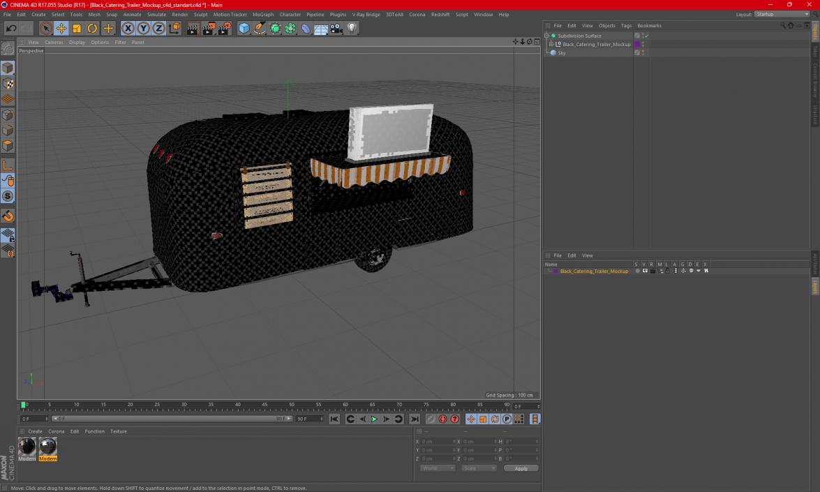 Black Catering Trailer Mockup 3D model