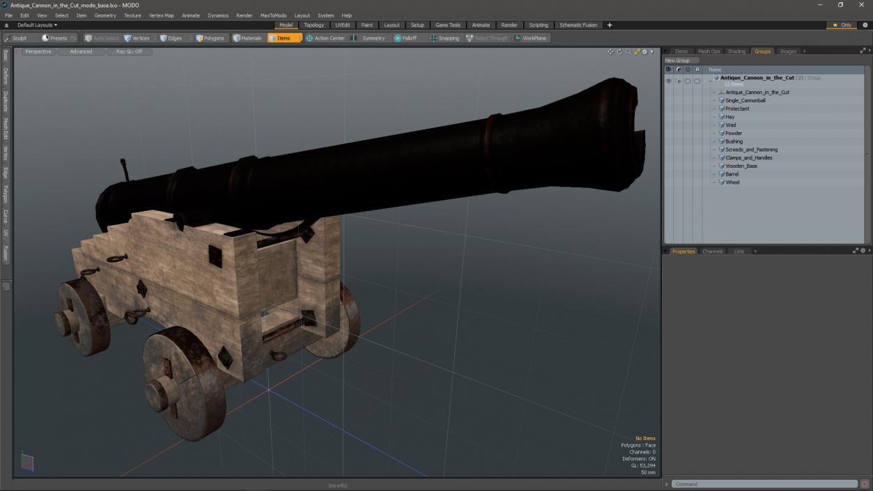 3D model Antique Cannon in the Cut