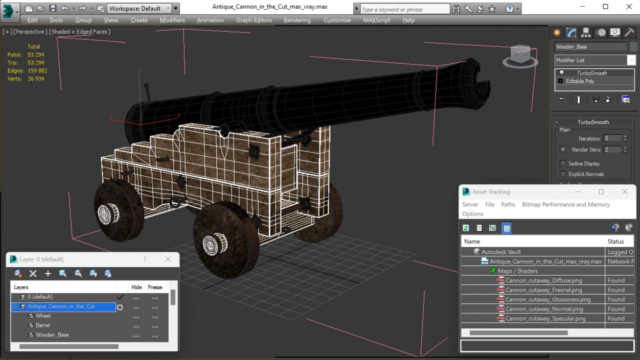 3D model Antique Cannon in the Cut