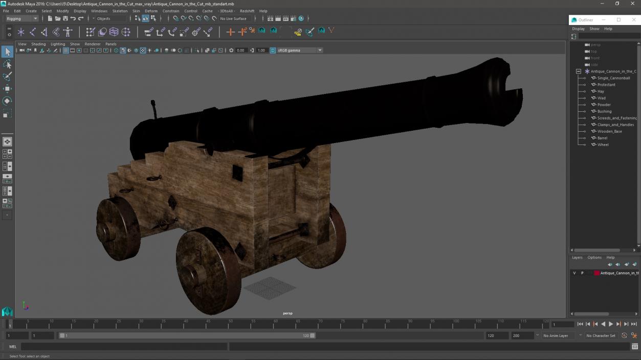 3D model Antique Cannon in the Cut