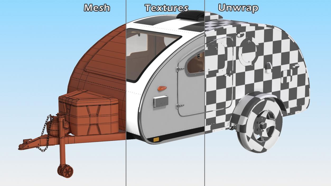 3D Teardrop Camping Trailer Rigged