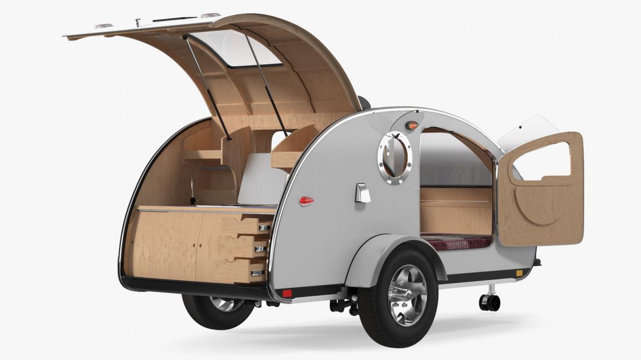 3D Teardrop Camping Trailer Rigged