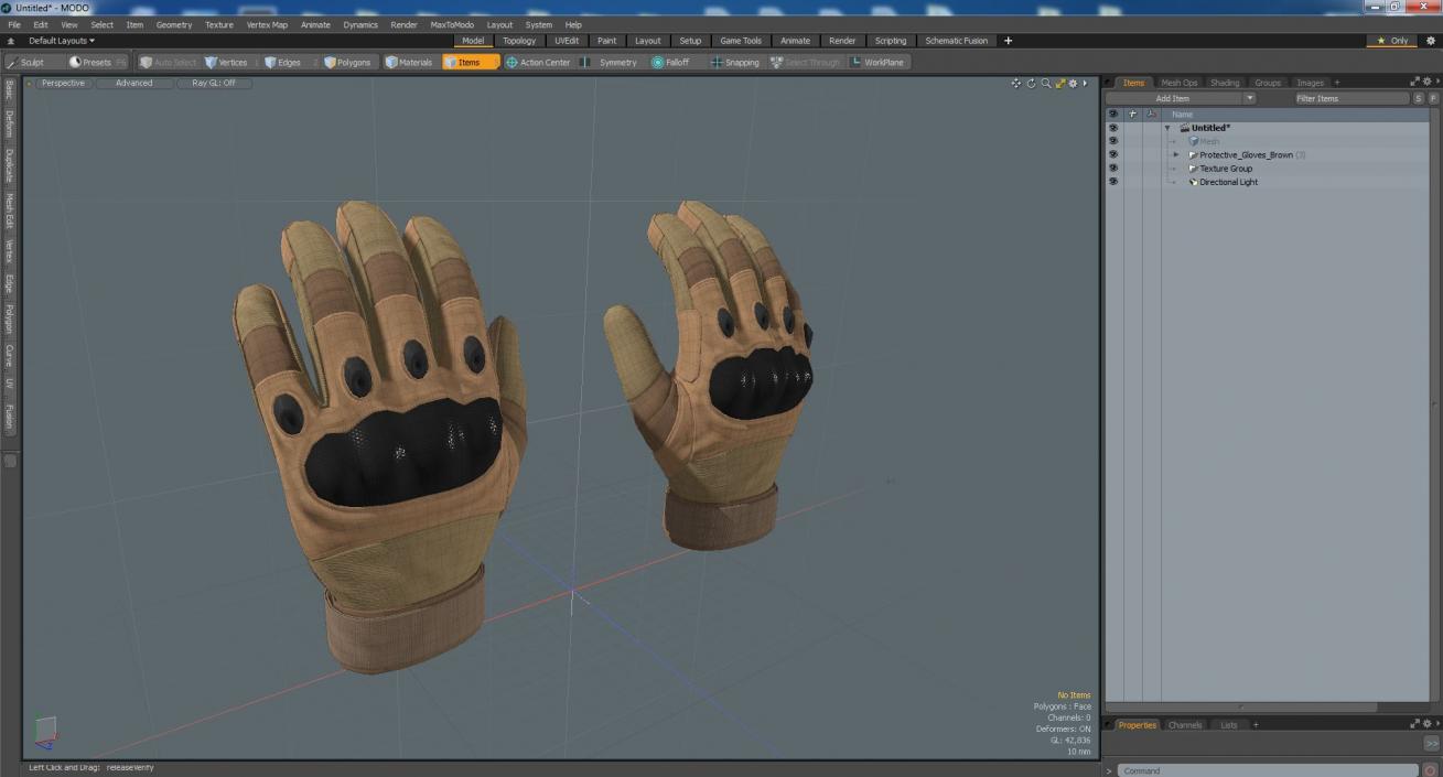 3D Protective Gloves Brown model