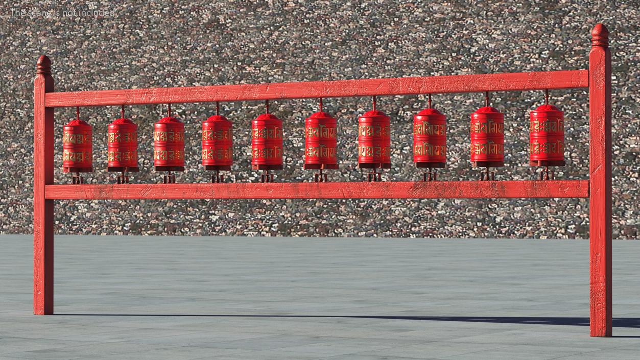 3D Buddhist Monk with Prayer Wheels Collection model