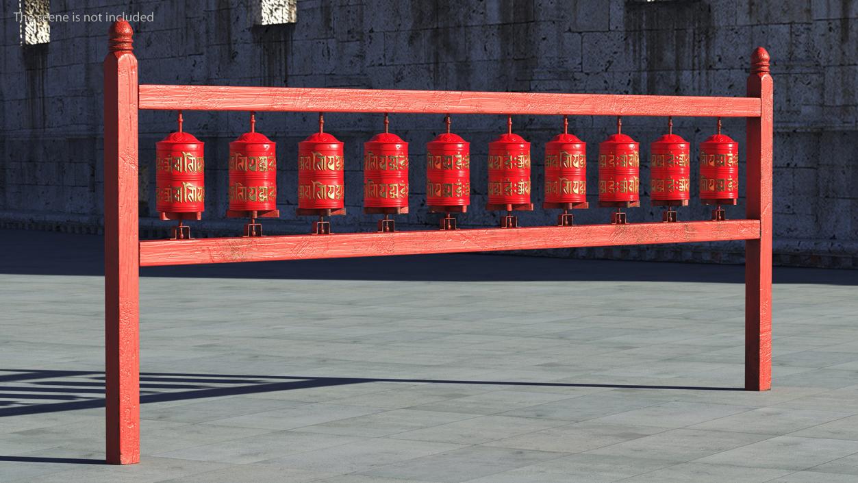 3D Buddhist Monk with Prayer Wheels Collection model