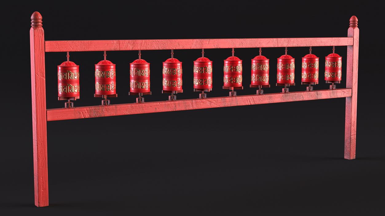 3D Buddhist Monk with Prayer Wheels Collection model