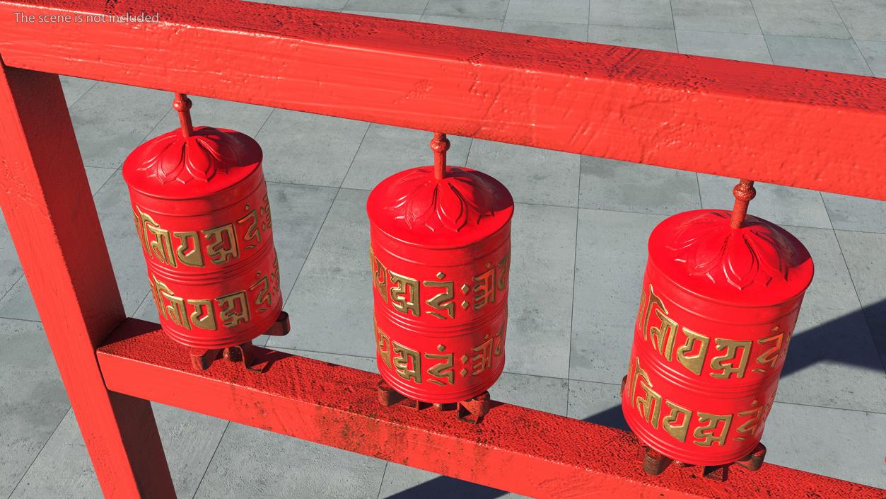 3D Buddhist Monk with Prayer Wheels Collection model